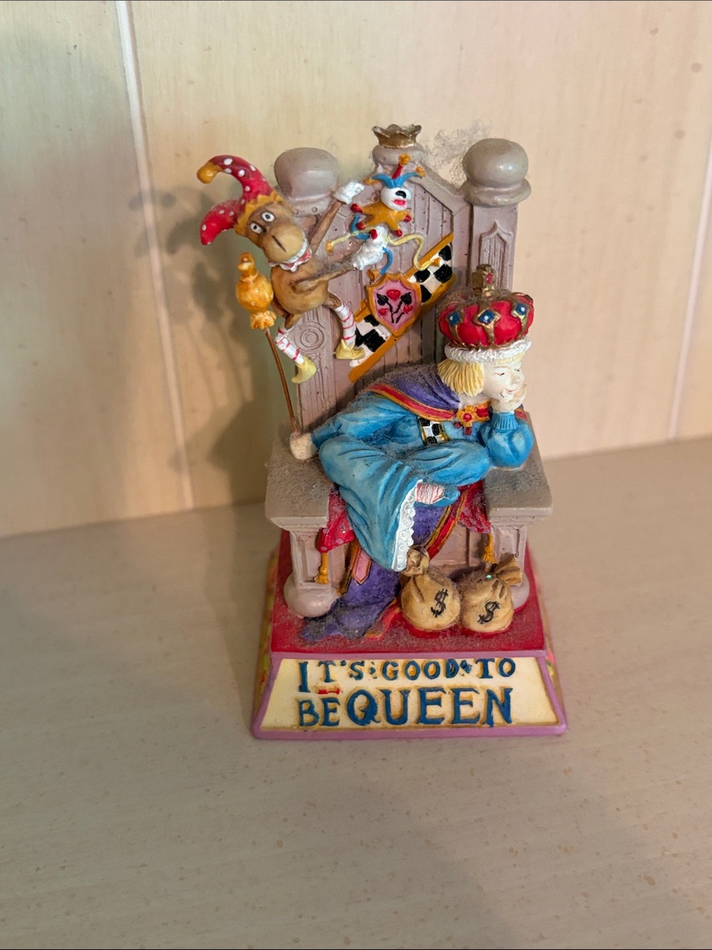Mary Engelbreit Blue and Red Queen Figurine on Throne